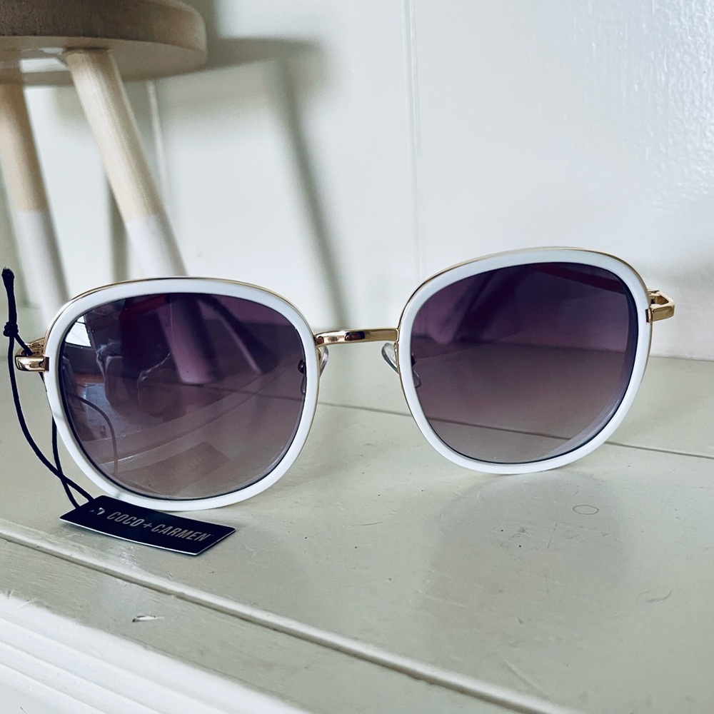 White & Gold Oversized Sunglasses
